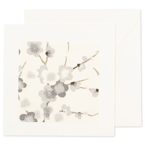 Chiyogami folded card incl. Envelope,125x125mm, blooming branches gray