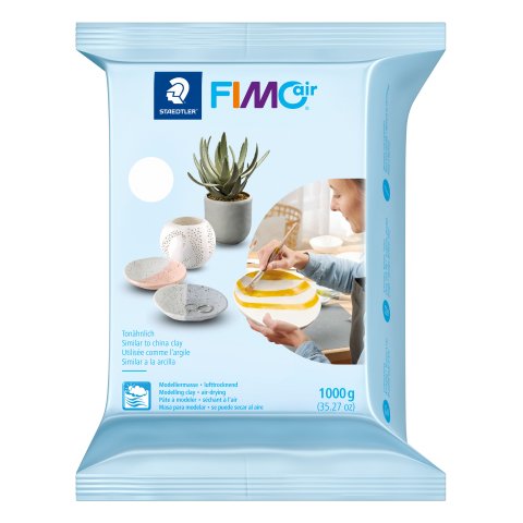 Pasta per modellare Fimo AirBasic, colorata 1000 g, indurimento ad aria, bianco (0)