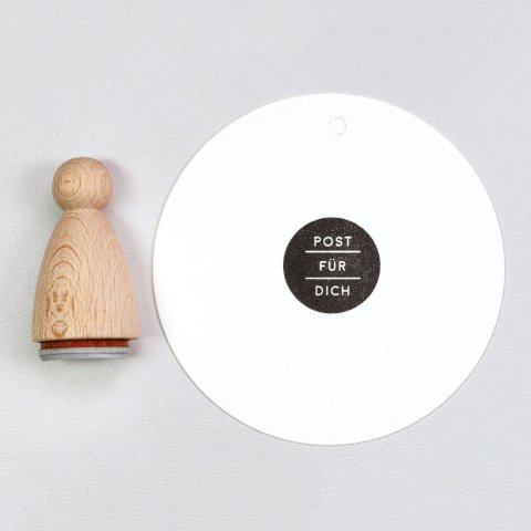 Motivstempel aus Holz, Typo Post für dich, 21 x 21 mm