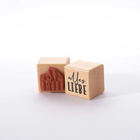 Motivstempel aus Holz, Typo Alles Liebe