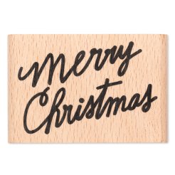 Sello con motivo de madera, Typo, Feliz Navidad 6 x 4 cm, 100 % FSC