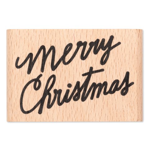 Sello con motivo de madera, Typo Feliz Navidad 6 x 4 cm, 100 % FSC