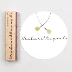 Motif stamps from wood, typo, Christmas postcard, image size = 72 x 9 mm