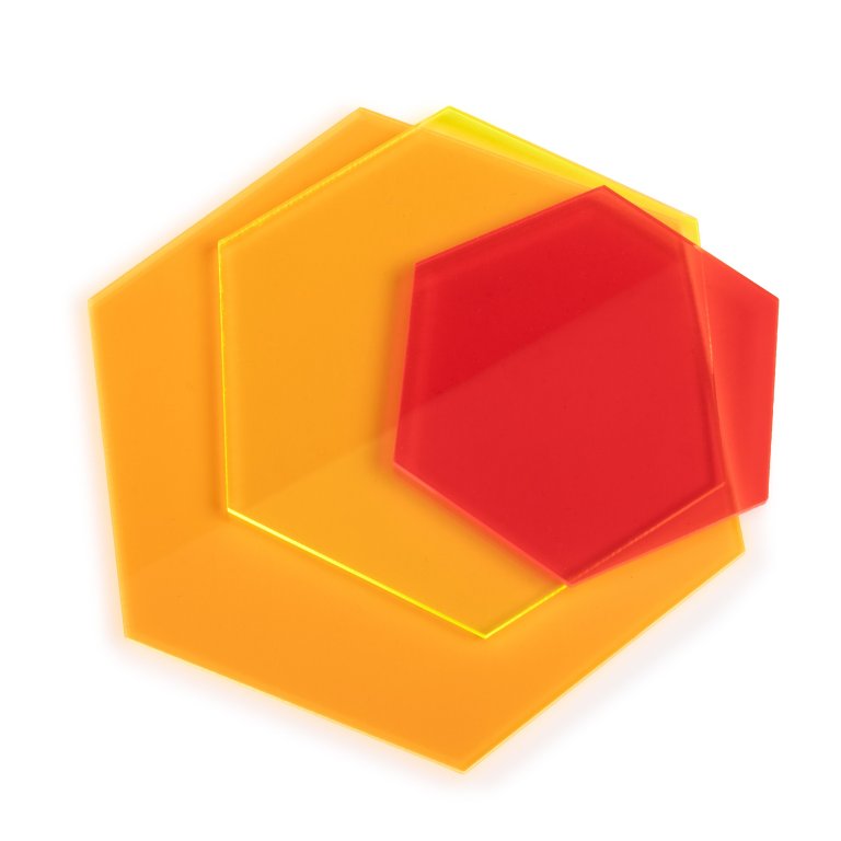 Acrylic glass GS transparent fluorescent hexagon