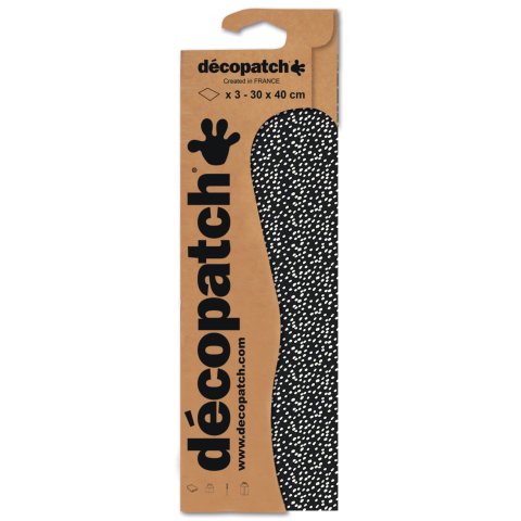 Décopatch, paper 3 sheets, 30 x 40 cm, No. 743, black, white dots