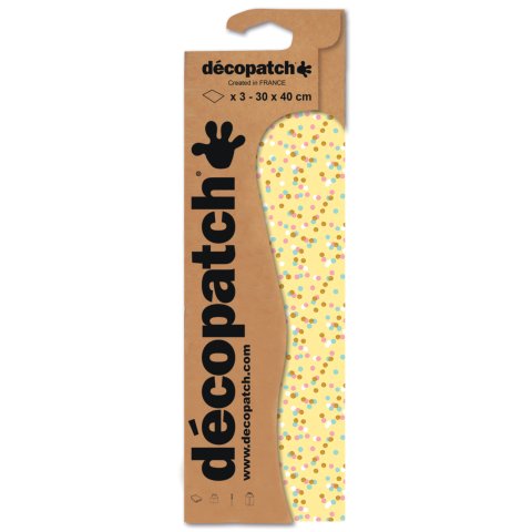 Décopatch, paper 3 sheets, 30 x 40 cm, No. 746, yellow, colored dots