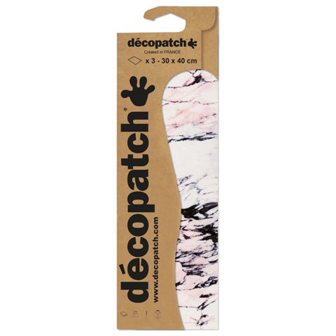 Décopatch, paper 3 pgs, 30 x 40 cm, No. 792, marble pattern pink/black