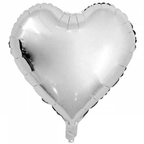 Globo de aluminio Símbolo/carácter plata, altura=36 cm, corazón