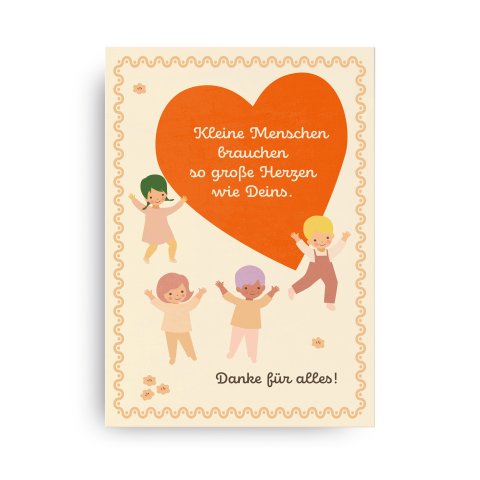 Cartolina postale Monimari scuola di carta riciclata DIN A6, 105 x 148 mm, 350g/m², FSC, grazie asilo nido