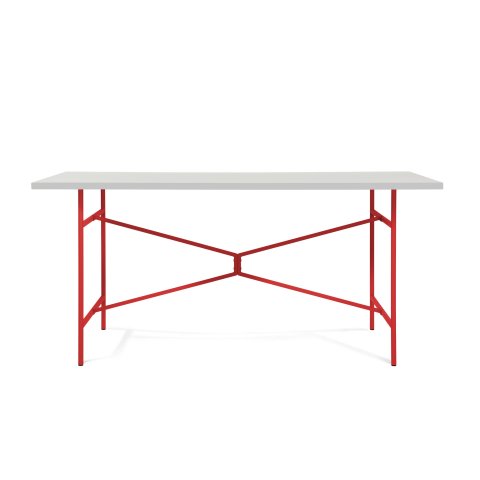 Modulor Tisch X, reinrot matt Melaminplatte weiß, Kante weiß; 25x800x1600mm