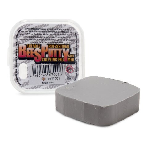 Beesputty Profi modeling compound Firm 100 g, 65 x 65 x 20 mm,oven hardening 140 °C, grey