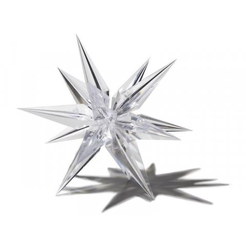 Estrella de plástico transparente, tridimensional ø 80 mm, 2 piezas