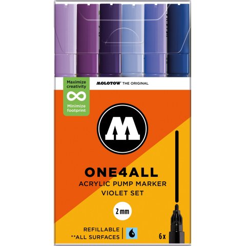 Molotow Lackmarker One4all 127HS, 6er-Set 6 Stifte, Violet, (813)