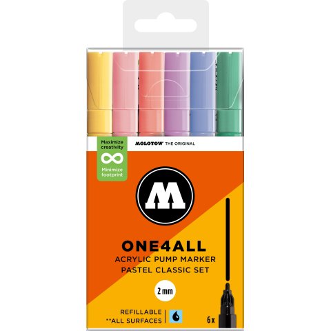 Molotow paint marker One4all 127HS, set of 6 pastel, (819)