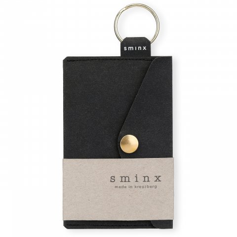 Portafoglio Sminx Smart Strings 73x115mm, f. soldi e carte, con anello a S, nero