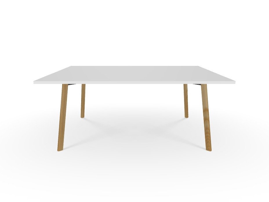 Bürotisch Besprechungs Tisch Tische Legno 180 x 100 MDF weiß Edelstahl gebürstet 